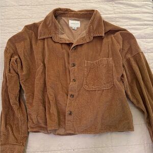 American Eagle Corduroy Button-Up Cropped Jacket